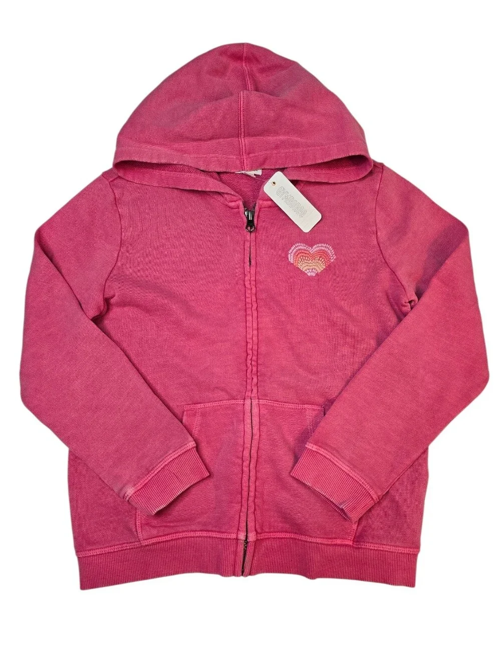 Gymboree Pink Zip-Up Hoodie with Embroidered Heart